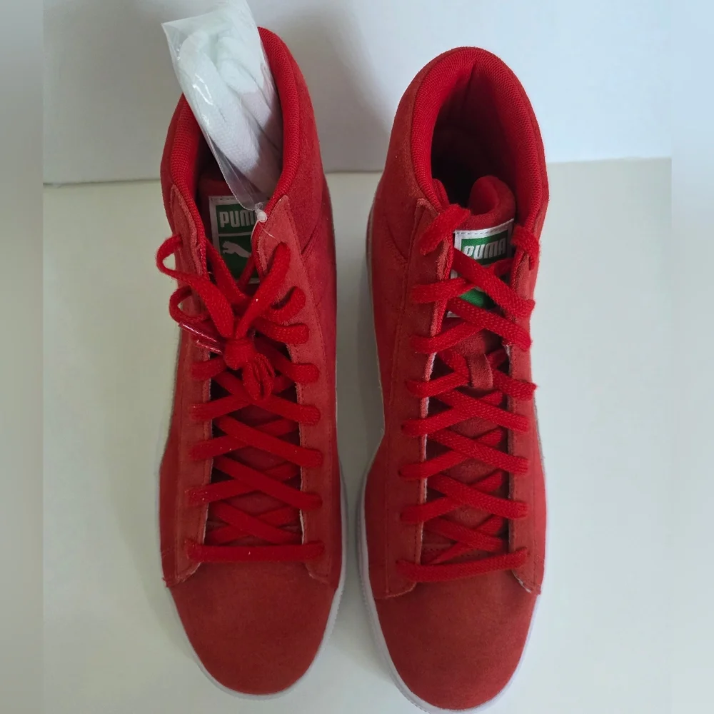 Puma Suede Mid 21 High Risk Red Sneakers Men's Size 12